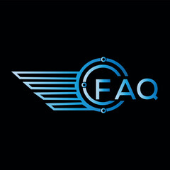 FAQ logo, letter logo. FAQ blue image on black background. FAQ technology Monogram logo design for entrepreneur best business icon.
