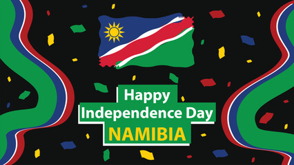 Namibia Independence Day vector banner design with Namibia flag colors. Namibia Independence Day background illustration celebrated every year on the 21th of march. red, green, blue and yellow colors.