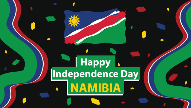 Namibia Independence Day vector banner design with Namibia flag colors. Namibia Independence Day background illustration celebrated every year on the 21th of march. red, green, blue and yellow colors.