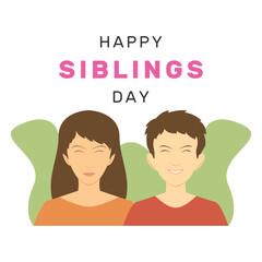 Vector illustration of Happy Siblings Day in flat cartoon style