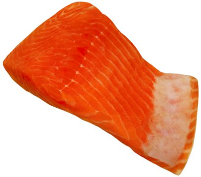 Raw Salmon orange Fish Steak on a White Background. Fresh single portion of salmon without skin, object isolated, png file available. Transparent.