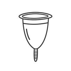 A menstrual cup. Menstrual hygiene device. Sanitary woman cup. Personal hygiene product line icon isolated on white background. Menstruation days. Women's hygiene. pink color