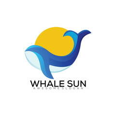 whale sun logo design gradient colorful