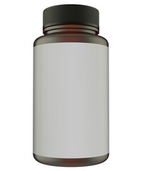 Amber Glass Bottle Realistic 3D Rendering Mockup