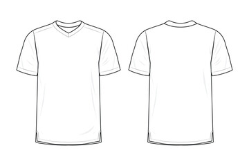 White V-Neck T-Shirt templates design front and back view  vector illustration