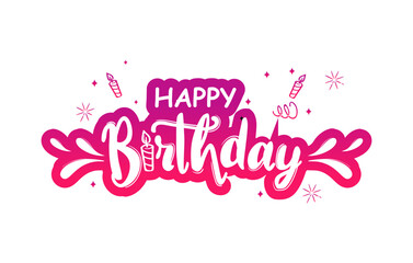 Happy Birthday Greeting card beautiful etched White text calligraphy. Hand drawn invitation t-shirt print design. Modern handwritten brush lettering white isolated vector background