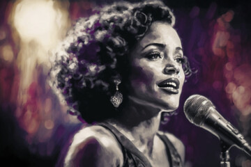 illustration of a female jazz singer during a concert