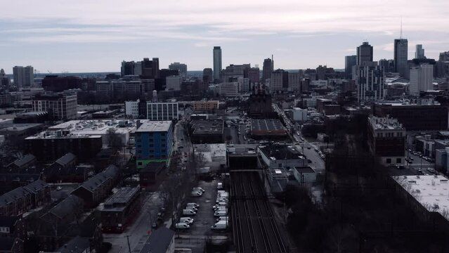 Gritty neighborhood in Philadelphia - 4K aerial