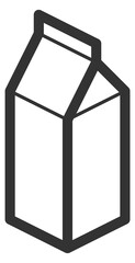 Milk box icon. Black line drink carton package