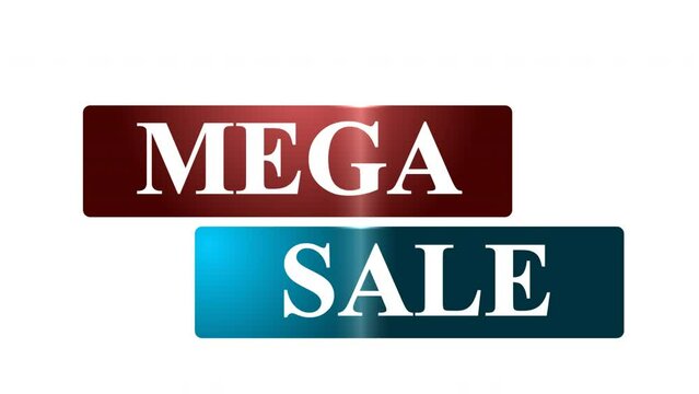 Pack of three Simple clean animated MEGA SALE/FLASH SALE/BIG SALE lower third in alpha matte channel or transparent background suitable for advertisements. 4k.
