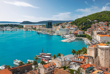 Fototapeta premium Split, Croatia, Dalmatia. Riva Harbor and yacht marina.