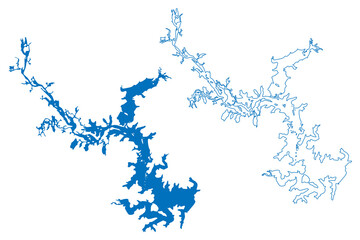 Lake Wappapello Reservoir (United States of America, North America, us, usa, Missouri) map vector illustration, scribble sketch Wappapello Dam map