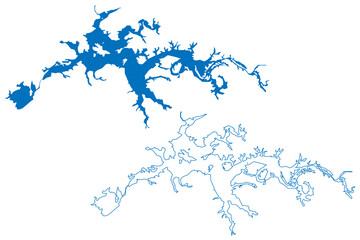 Fototapeta premium Lake Weiss Reservoir (United States of America, North America, us, usa, Alabama) map vector illustration, scribble sketch Weiss Dam map