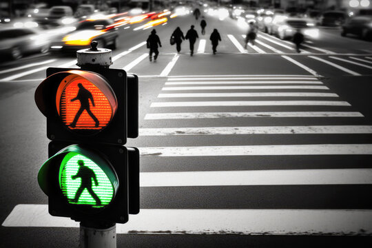 photo captures the importance of pedestrian safety and the designated areas for crossing busy roads. AI generative
