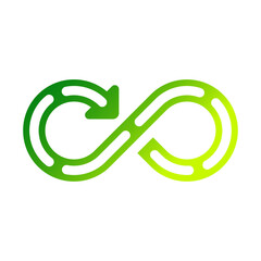 Recycle infinity arrow symbol. Green, eco, reuse icon. 