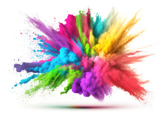 holi color powder on white background