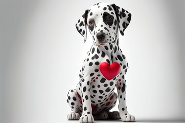 Dalmation With Red Heart Generative AI