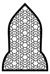 Islamic window shape with decorative arabic line pattern