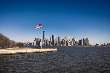 View of Manhattan from yhe Ellis Island in New York