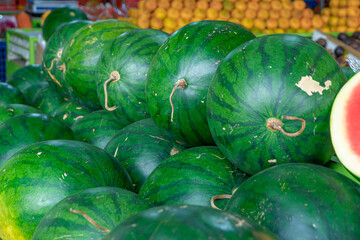Watermelon sold in a fruit shop