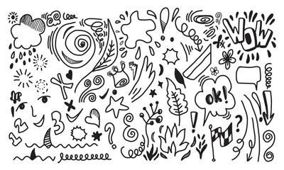 Fototapeta na wymiar Hand drawn doodle sketch for design elements.