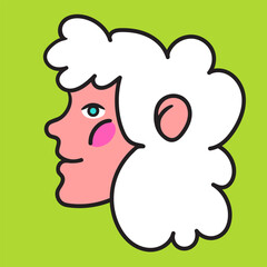 portrait of a girl in flat style. vector drawing of a woman.isolated head of a woman. 