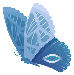 Decorative summer butterfly. Blue fantasy moth flying