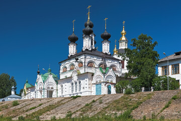 Veliky Ustyug, Russia. Cathedral of St. Procopius of Ustyug and other churches at Cathedral square on the left bank of Sukhona river. The cathedral was built in 1668 over the remains of the saint.