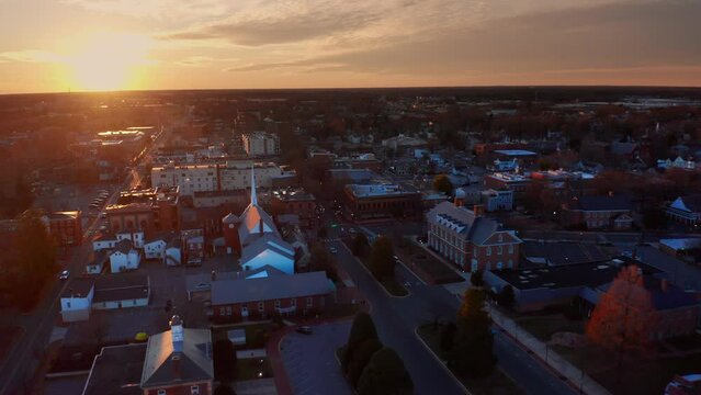 Dover, Delaware - 4K aerial at sunset