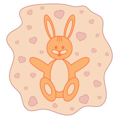Vector illustration of a hare with hearts