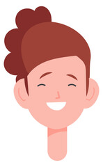 Laughing girl head. Happy kid face avatar