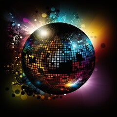 Fototapeta na wymiar Colorful sphere of a disco ball, generative ai