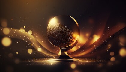 Gold bokeh empty award or trophy for copy space. Generative AI