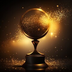 Gold bokeh empty award or trophy for copy space. Generative AI