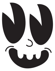 Crazy smiling toon face. Vintage comic emotion