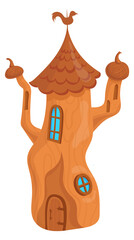 Fantasy house in medieaval style. Cartoon fairy building