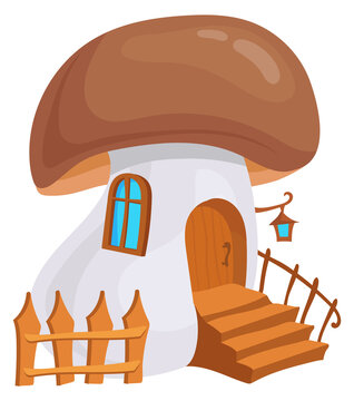 Gnome cartoon house. Woodland fairytale mushroom building