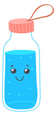 Clean water mascot. Cute plastic gym bottle