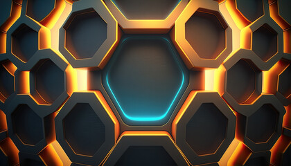 modern technological background with hexagons. Generative AI