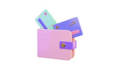 wallet sign with credit card on white background 3d render concept for digital money transfer