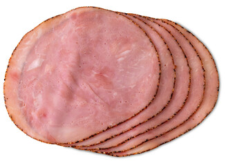 Pepper-flavoured smoked ham slices