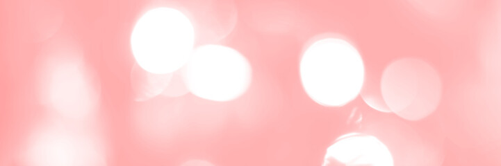 Blurred lights pink background, banner texture. Abstract bokeh with soft light header. Wide screen...