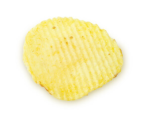 top view potato chips isolated on white background