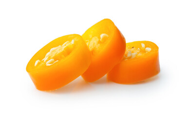 yellow orange chilli isolated on white background