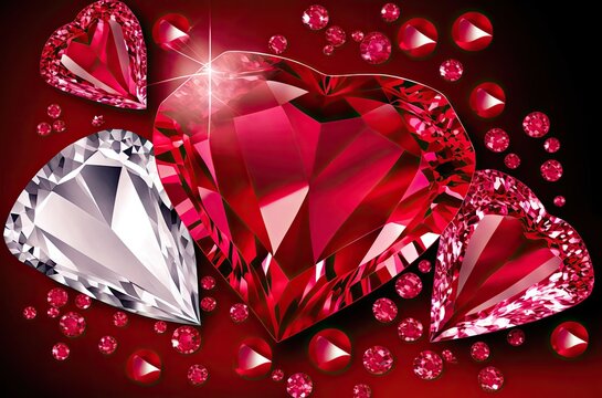 Heart Shaped Diamonds And Rubies Generative AI