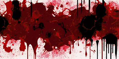 blood splatter on white wall background, generative ai