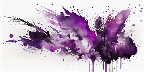 purple abstract watercolor on a white background, generative AI