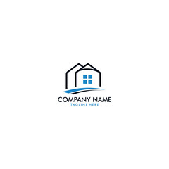 Building logo illustration graphic design vector in line art style. for branding, real estate, construction, home, and business cards