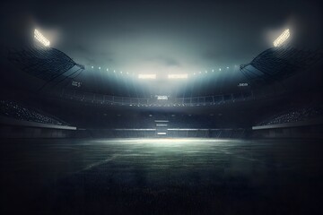 Fototapeta na wymiar empty football stadium in night,digital illustration generative AI