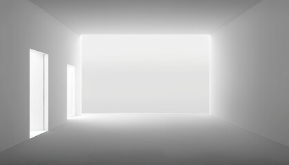 Minimalistischer weißer Raum mit weißen Türen, Generative AI 